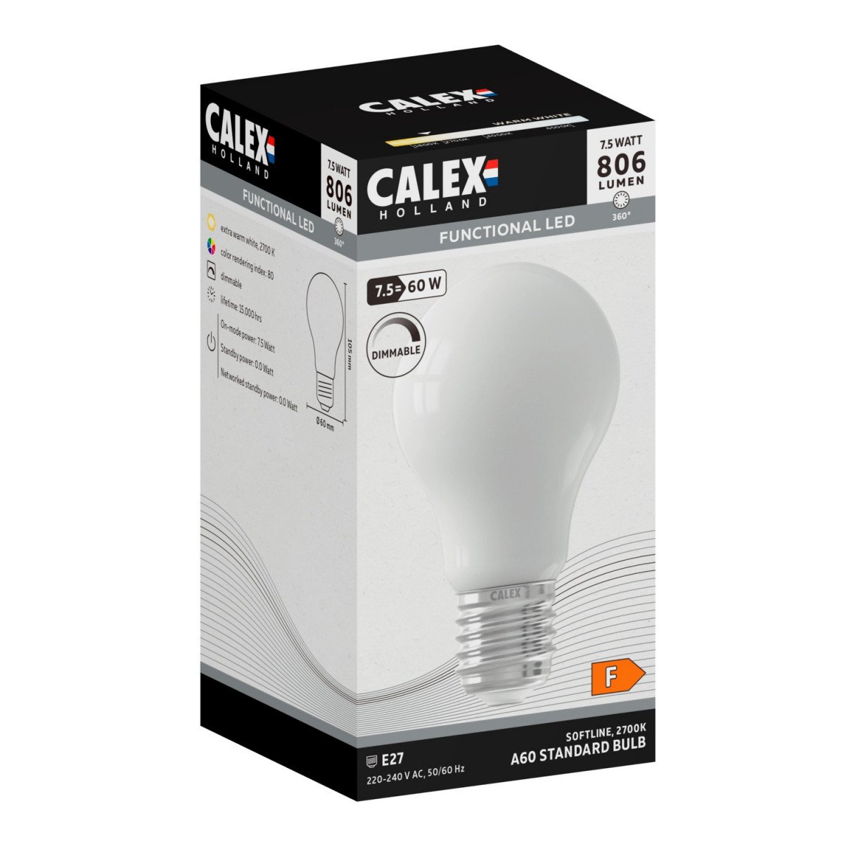 Weiße Lichtquelle LED Birne Glühbirne E27 Calex 2700K