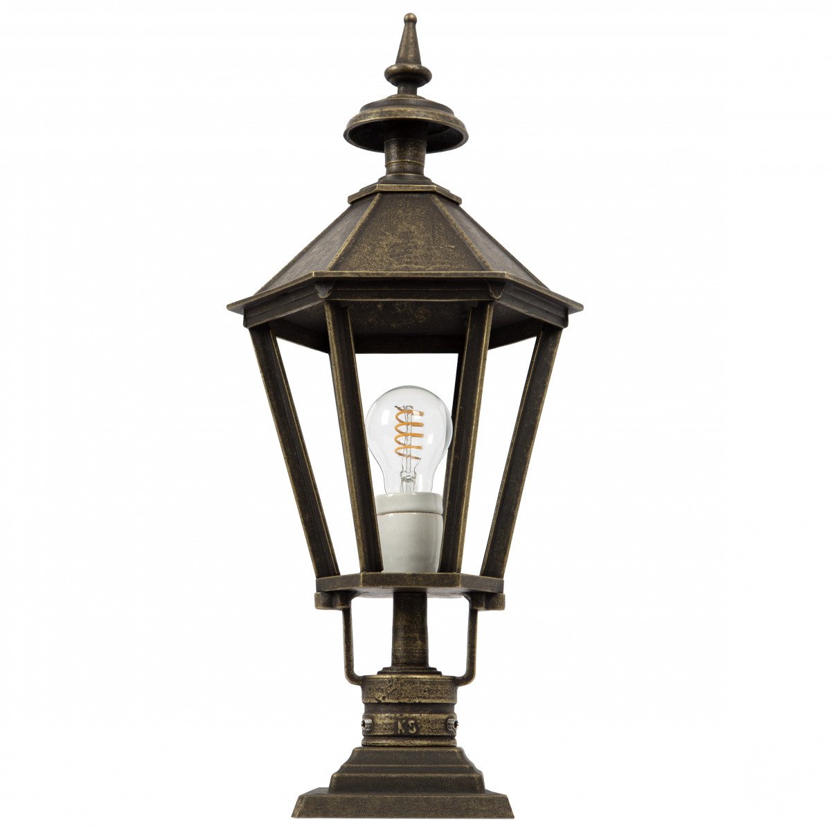 Klassische sechseckige Sockellampe Bronze Gartenlampe