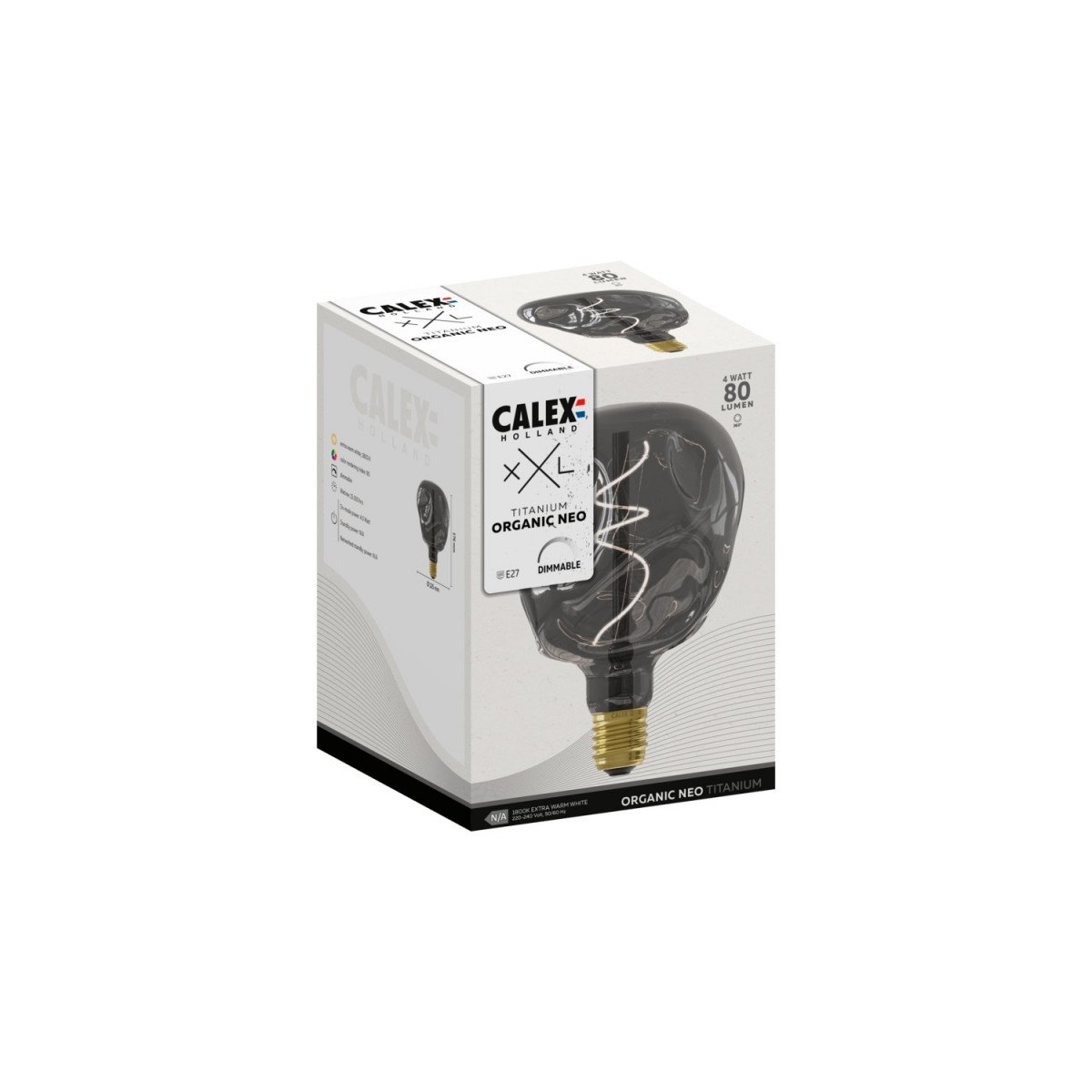 Titanium farbene Lichtquelle mit E27-Fassung.