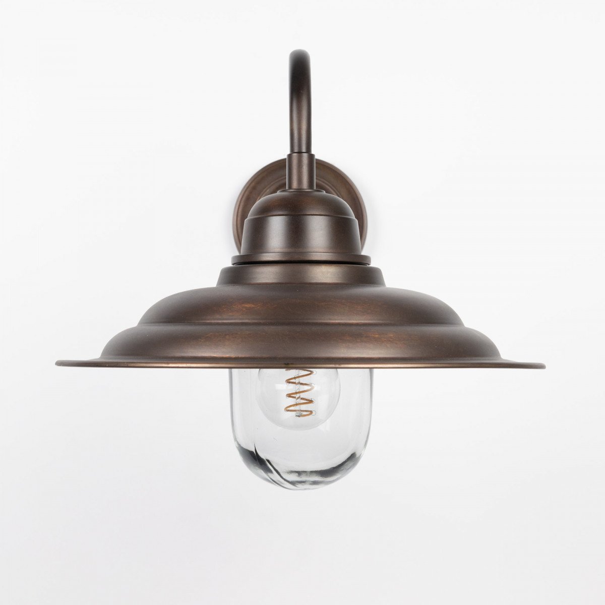 Messinglampe in antikem Dunkel-Messing mit E27-Fassung