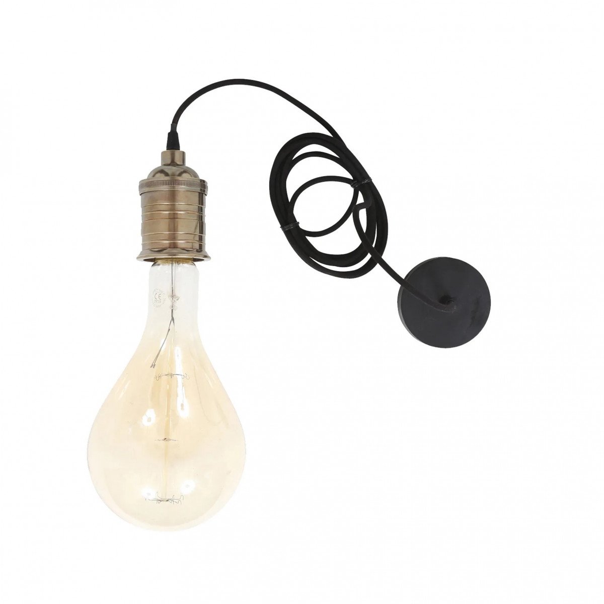 Messinglampe in der Farbe antikkupfer mit einer E40-Fassung