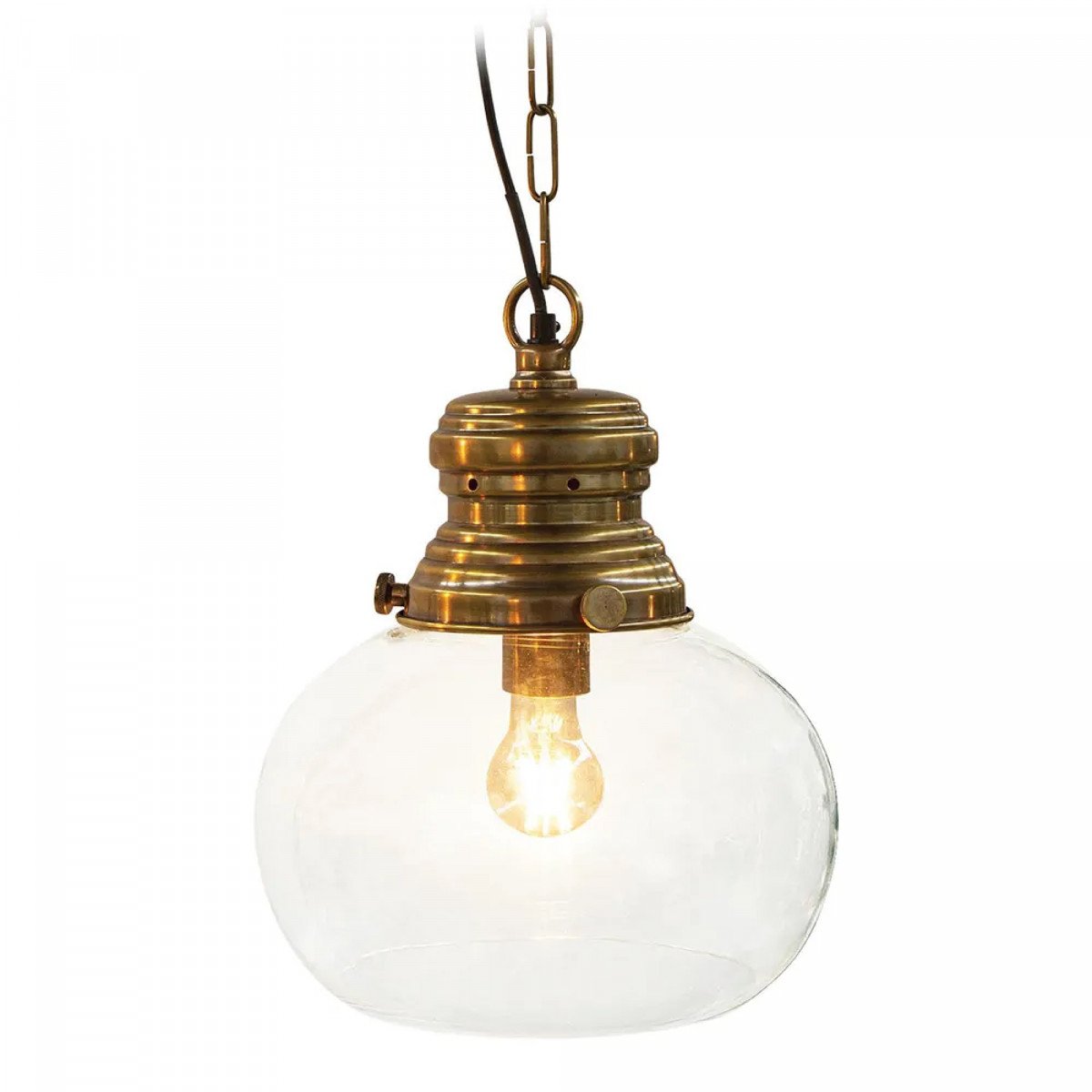 Messinglampe in der Farbe antik messing mit einer E27 Fassung