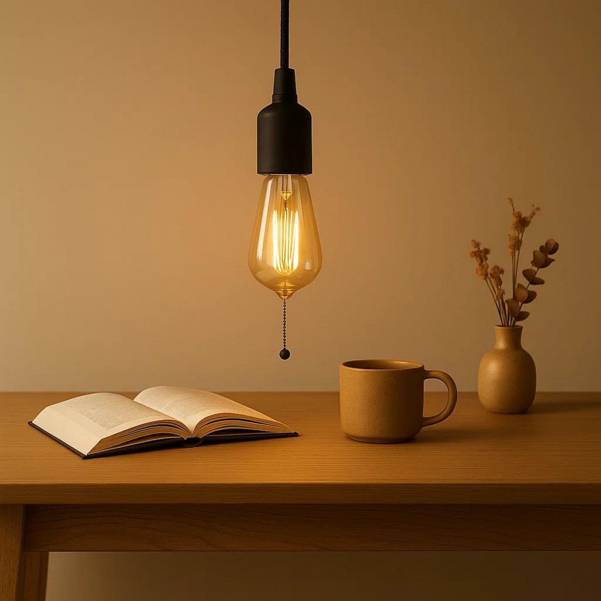 Messinglampe in antikschwarzer Farbe mit E27-Fassung