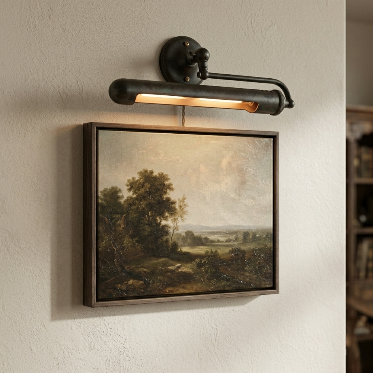 Messinglampe in antikschwarzer Farbe mit E27-Fassung
