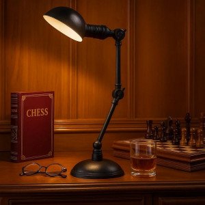 Messinglampe in antikschwarzer Farbe mit E14-Fassung