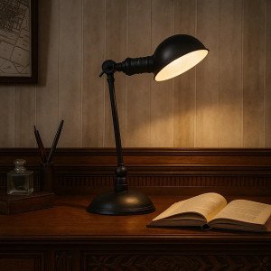 Messinglampe in antikschwarzer Farbe mit E14-Fassung