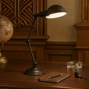 Messinglampe in antikschwarzer Farbe mit E14-Fassung