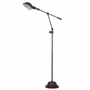 Stehlampe mit Wippschalter in antiker Messingfarbe