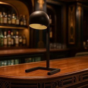 Messinglampe in antikschwarzer Farbe mit E14-Fassung