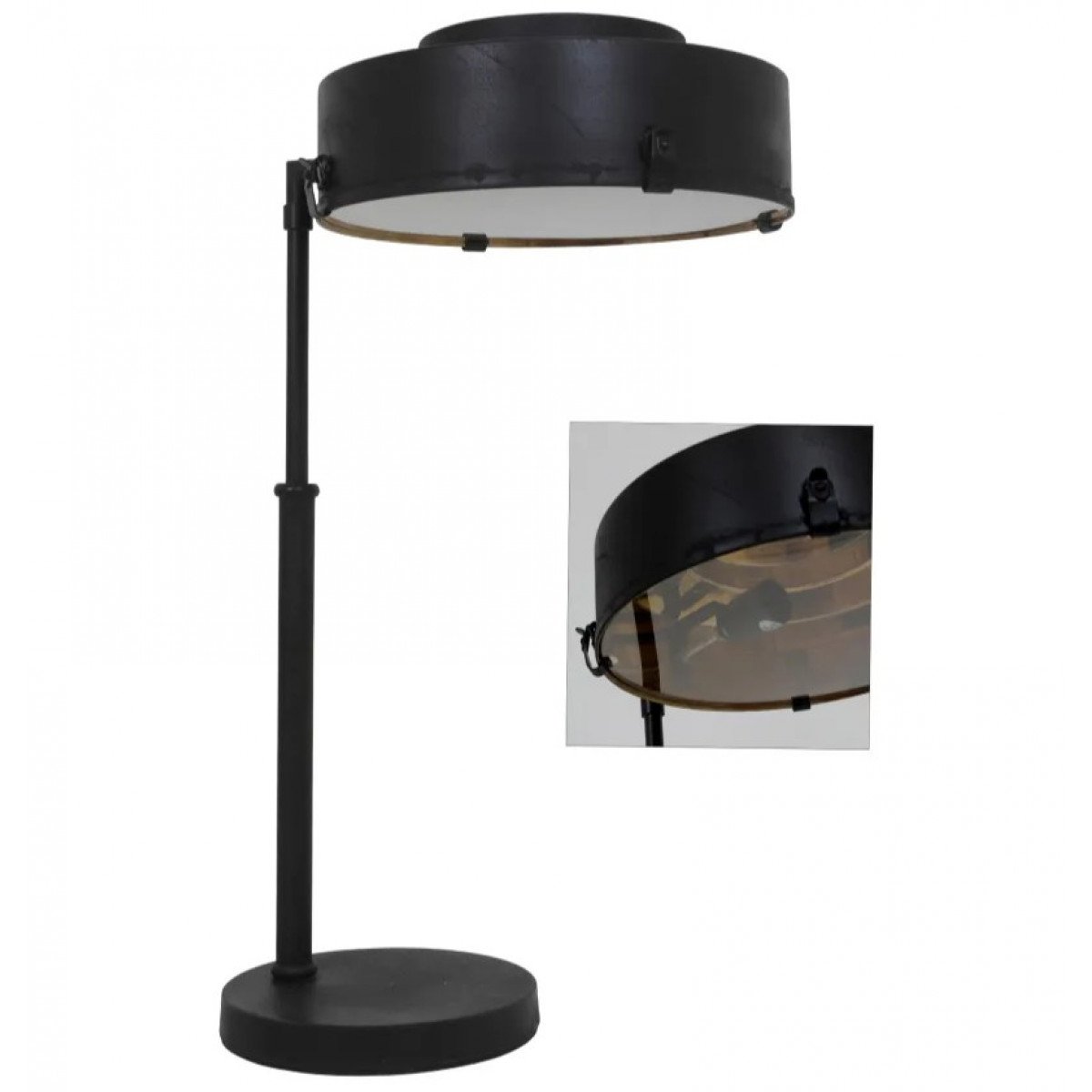 Messinglampe in antikem Schwarz mit E27-Fassung