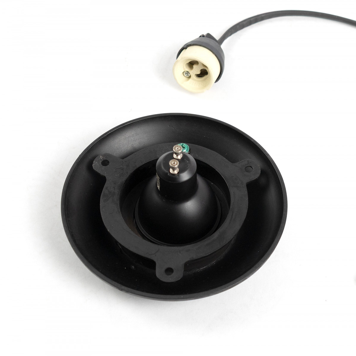 Messinglampe in antikschwarzer Farbe mit GU10-Fassung