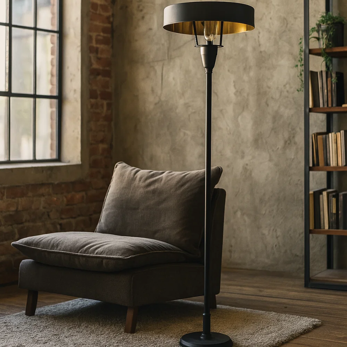 Messinglampe in antikschwarzer Farbe mit E27-Fassung