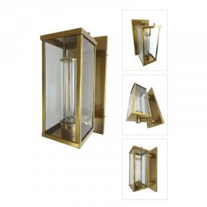 Außenleuchte aus Kupfer in Form einer Laterne mit antik silberner Oberfläche für die Wandmontage.