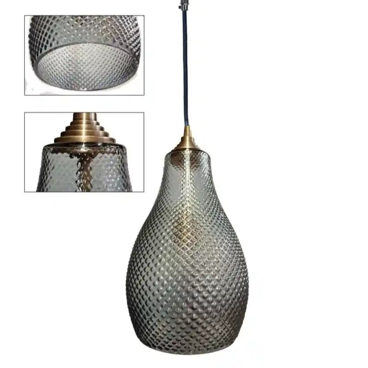 Messinglampe in der Farbe Antikrauch mit einer E27-Fassung