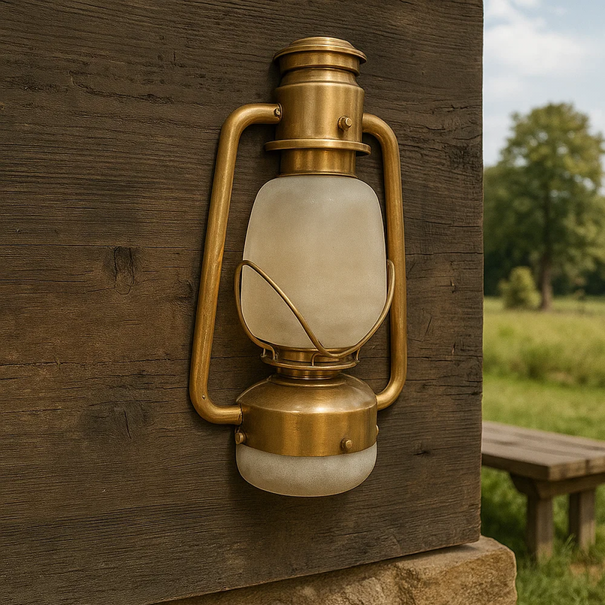 Messinglampe in Antik-Messingoptik mit E27-Fassung