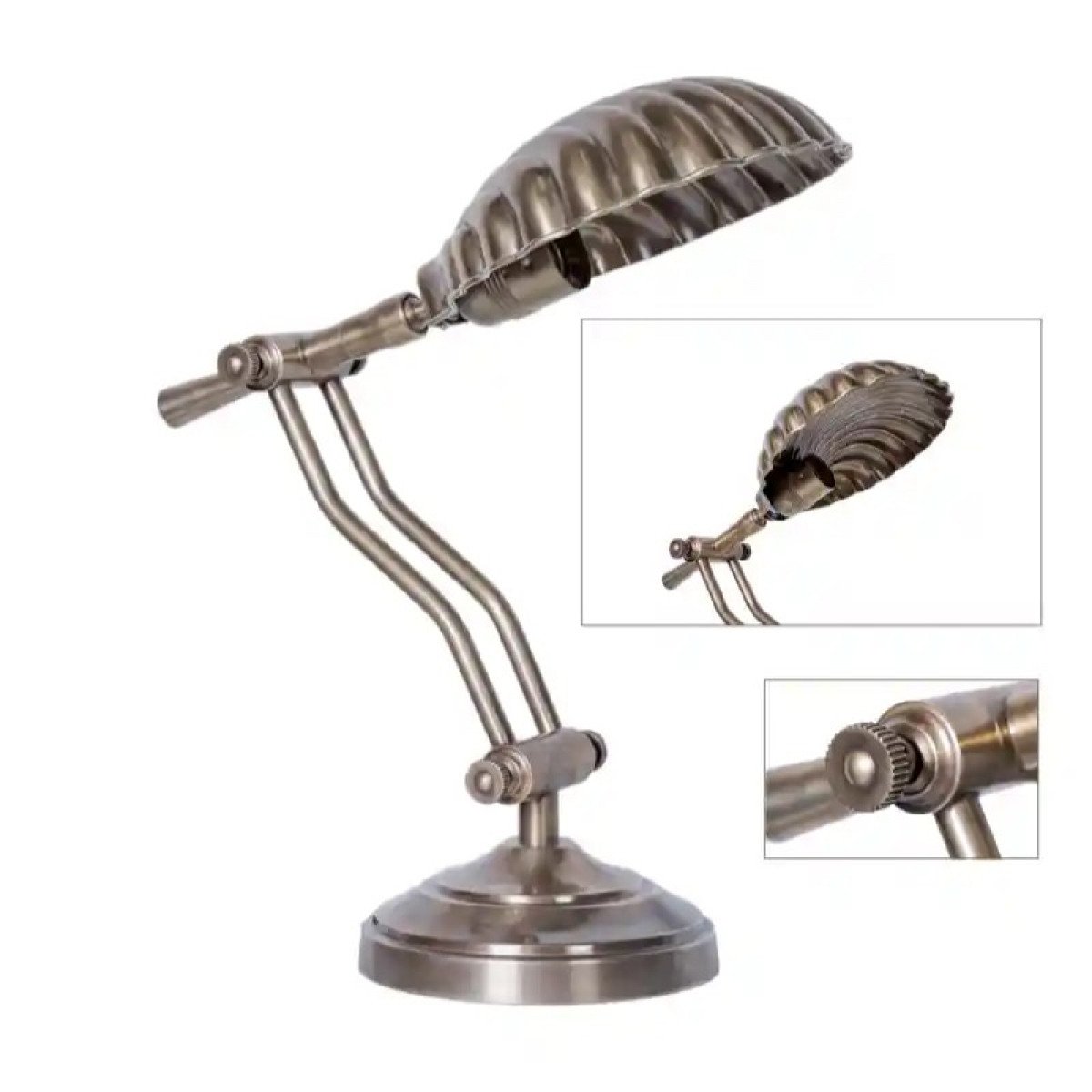 Messinglampe in der Farbe Antikmessing mit einer E27-Fassung