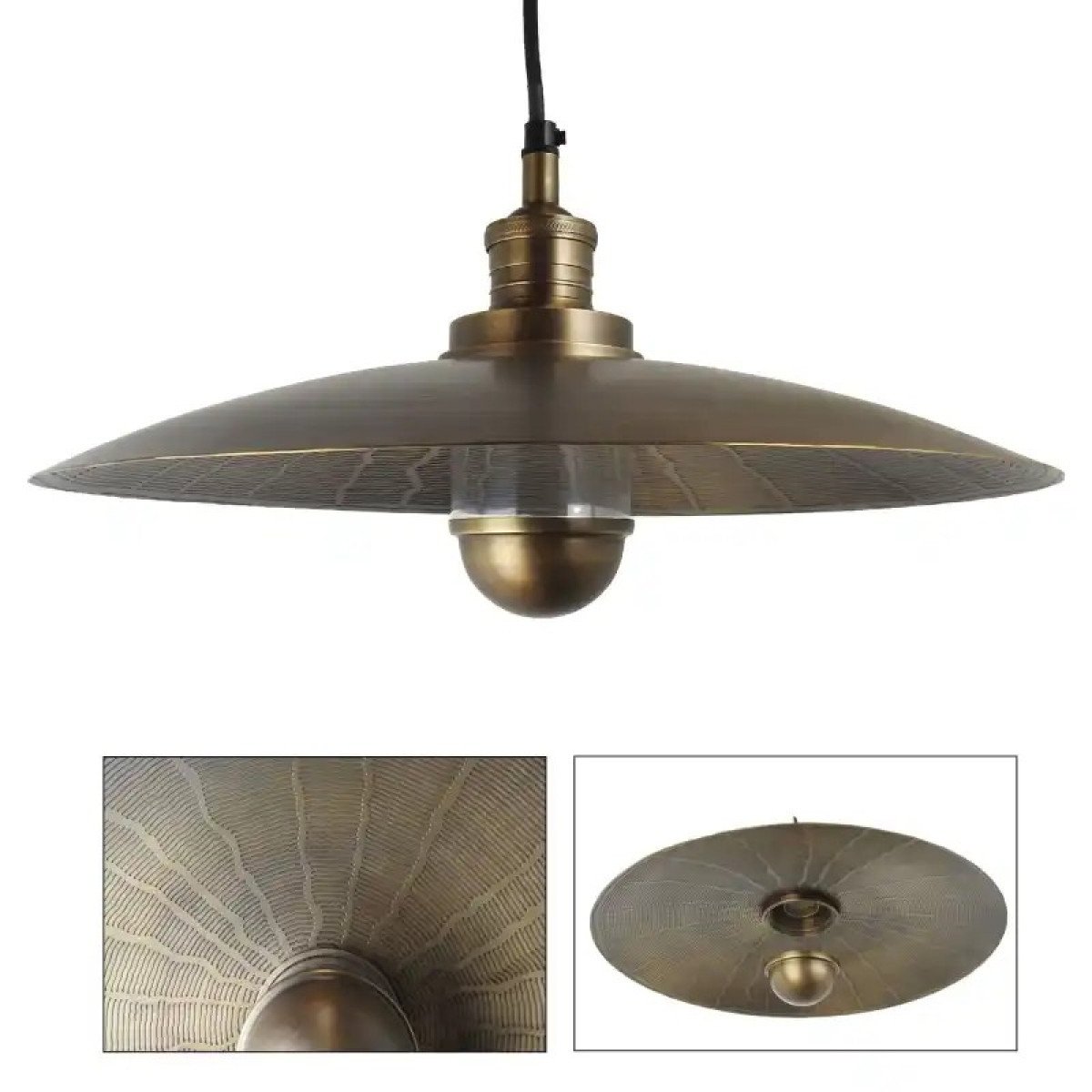 Messinglampe in der Farbe Antikmessing mit einer E27-Fassung