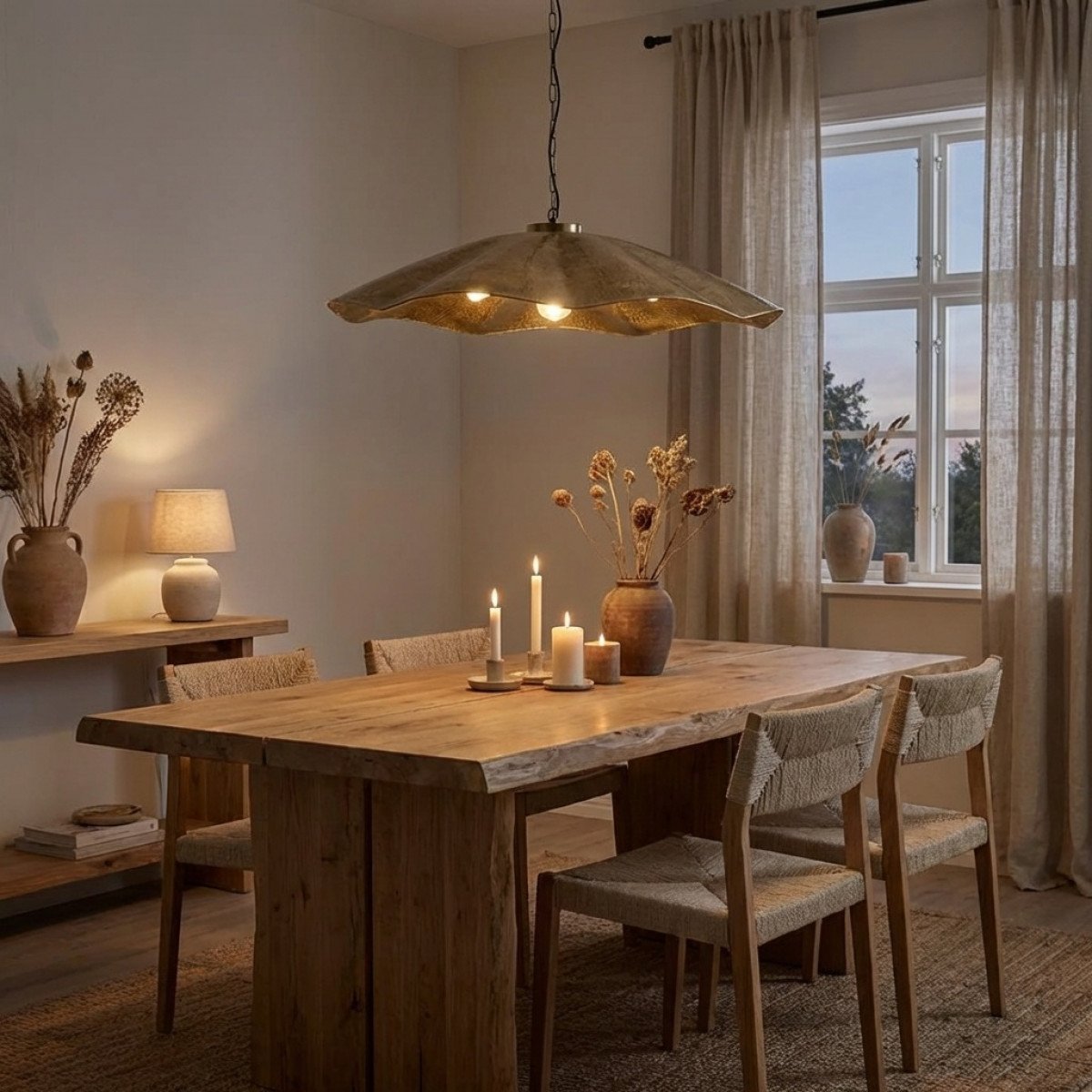 Messinglampe in der Farbe Antikmessing mit einer E27-Fassung