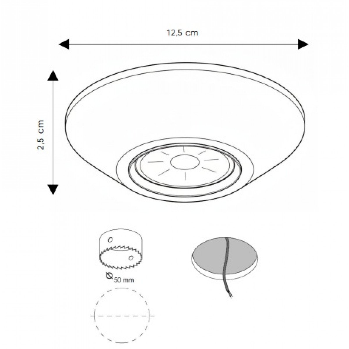 Messinglampe in antikschwarzer Farbe mit GU10-Fassung