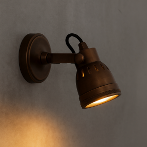 Vintage Indigo Cover Industriestrahler aus Messing