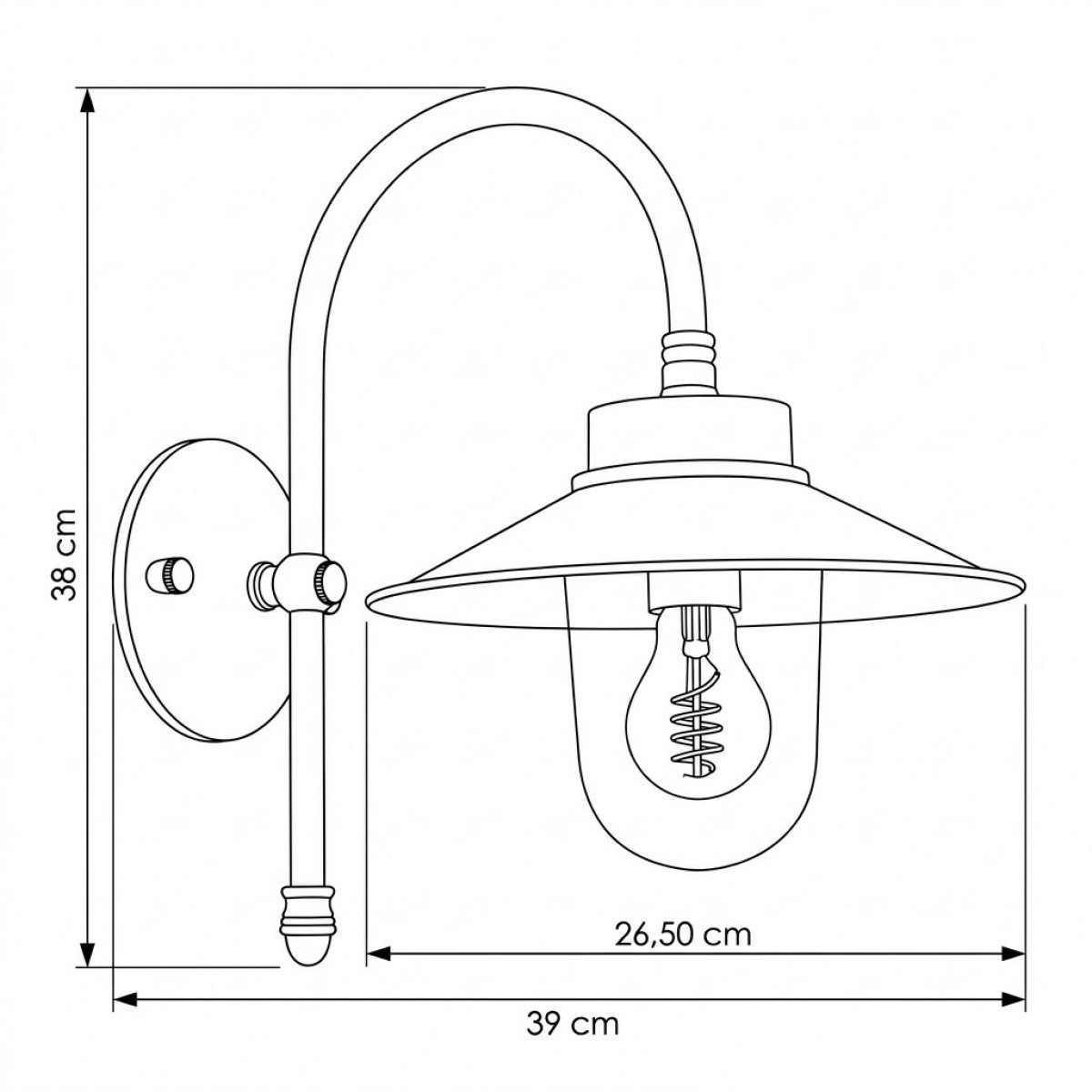Messingleuchte in der Farbe Antik Messing mit einer E27 Fassung