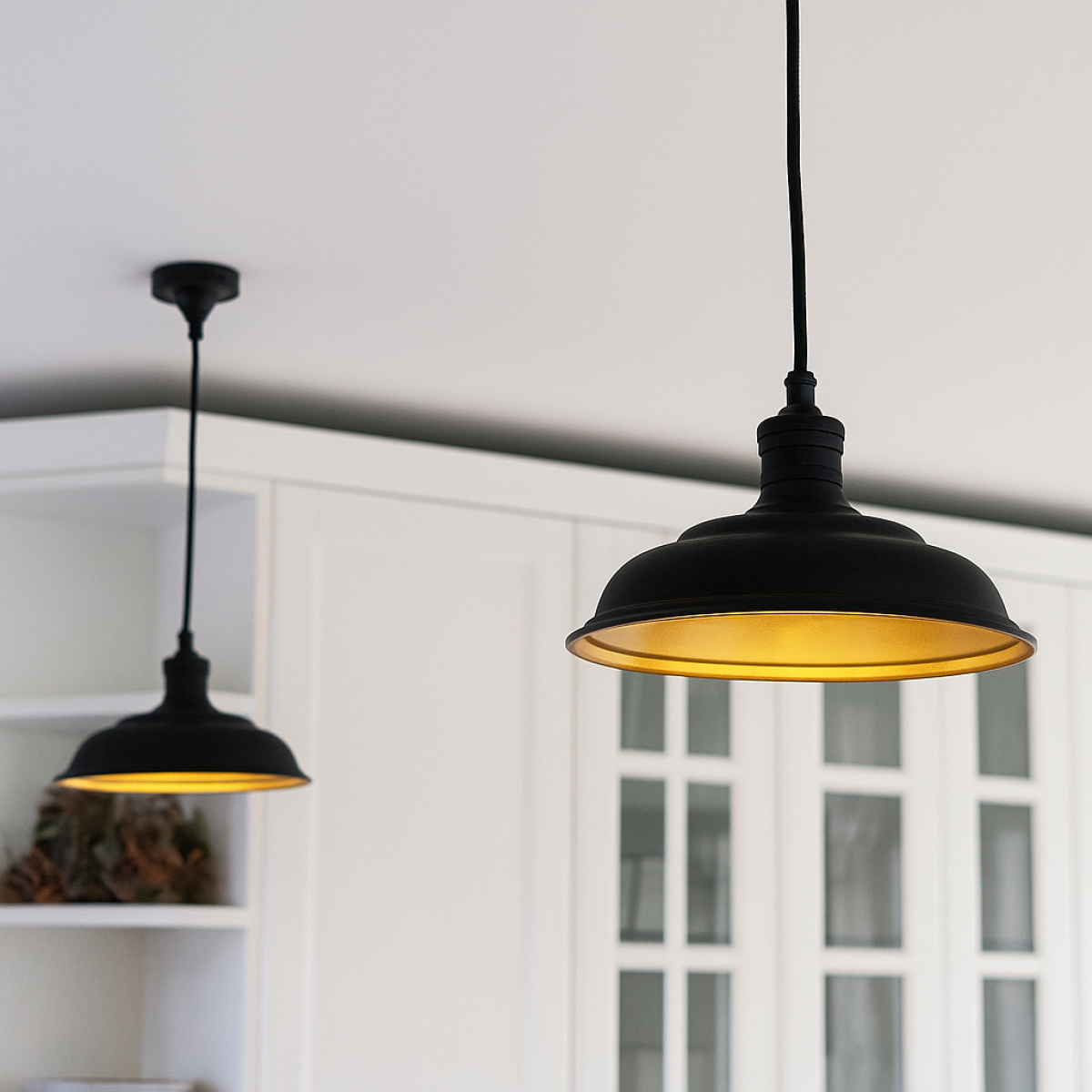 Industrielle-Vintage Ducasse L Hängelampe Antik Schwarz