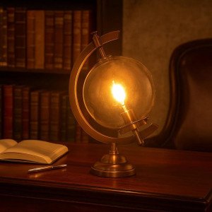 Messinglampe in der Farbe antikes Rotmessing mit einer E27 Fassung