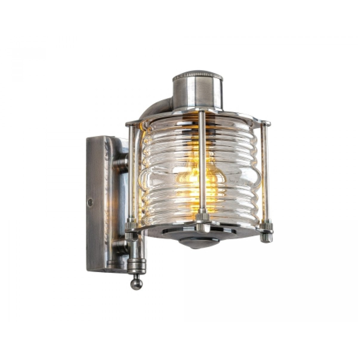 Messinglampe in antiker Silberfarbe mit E27 Fassung