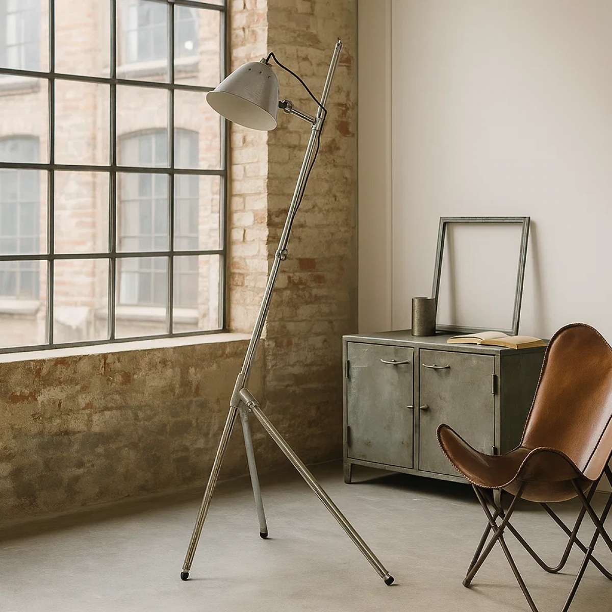 Vintage Stehlampe Delta Antik-Silber - Retro Stehlampe für Innen