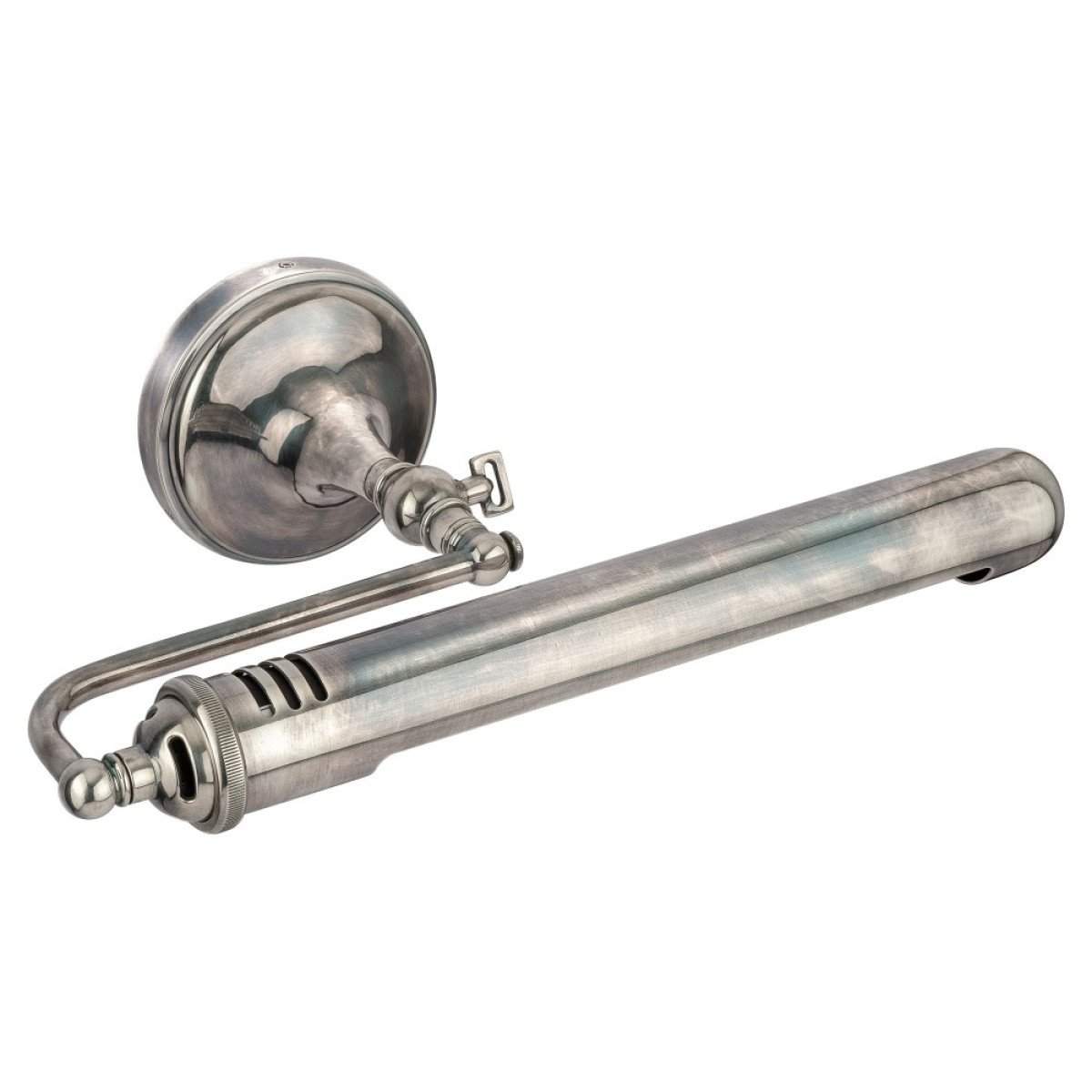 Messinglampe in antiker Silberfarbe mit E27 Fassung