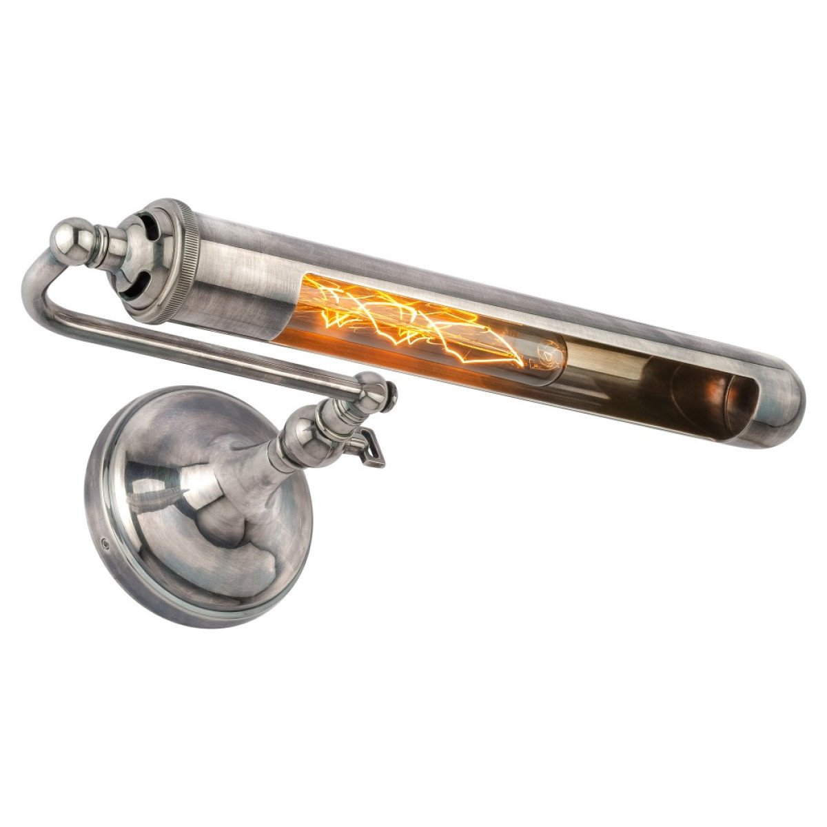 Messinglampe in antiker Silberfarbe mit E27 Fassung