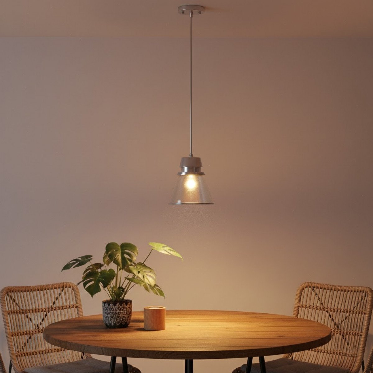 Messinglampe in antiker Silberfarbe mit E14-Fassung