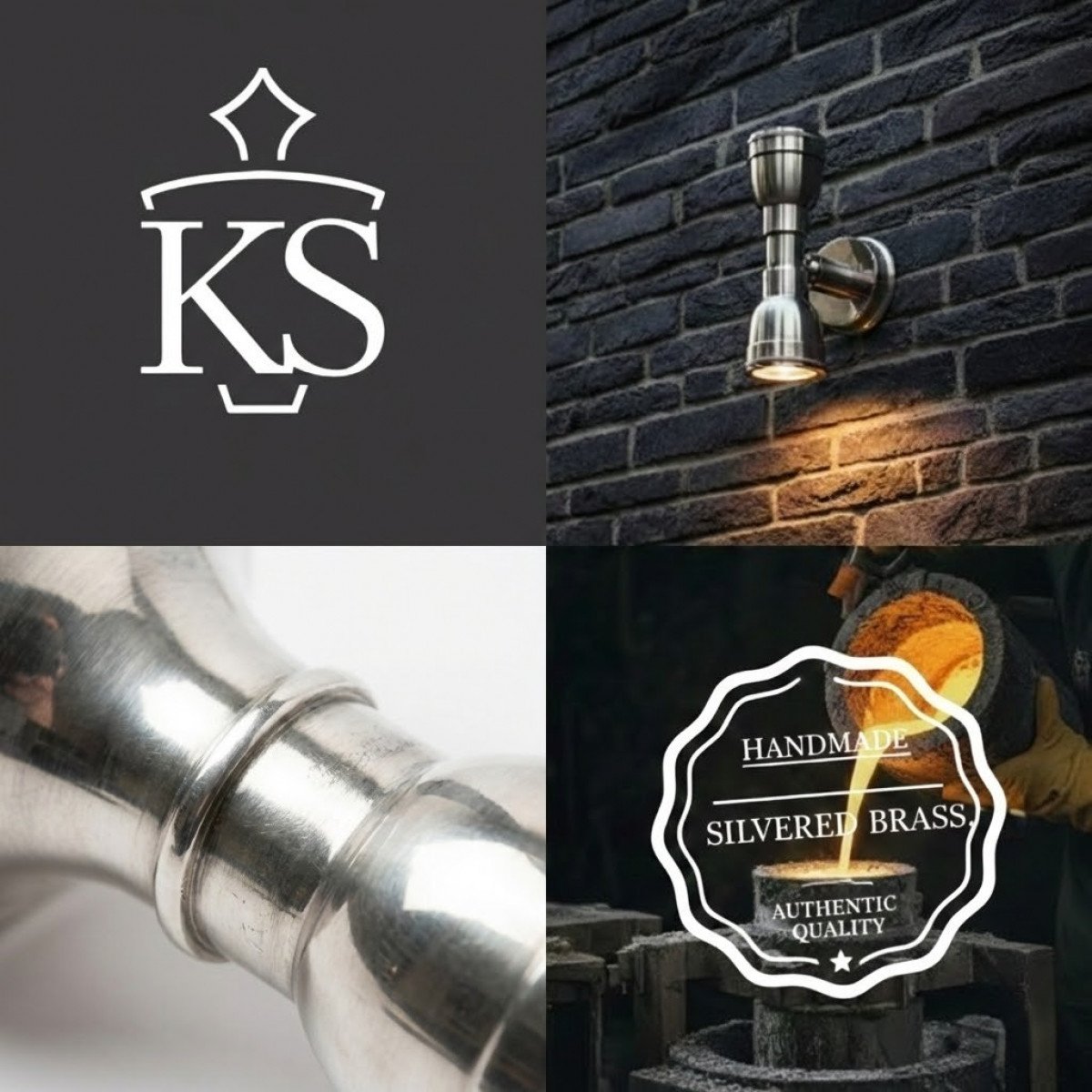 Messinglampe in antiker Silberfarbe mit GU10-Fassung