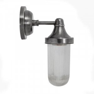 Messinglampe in der Farbe Antik Silber mit einem E27 Leuchtmittel-Fassung