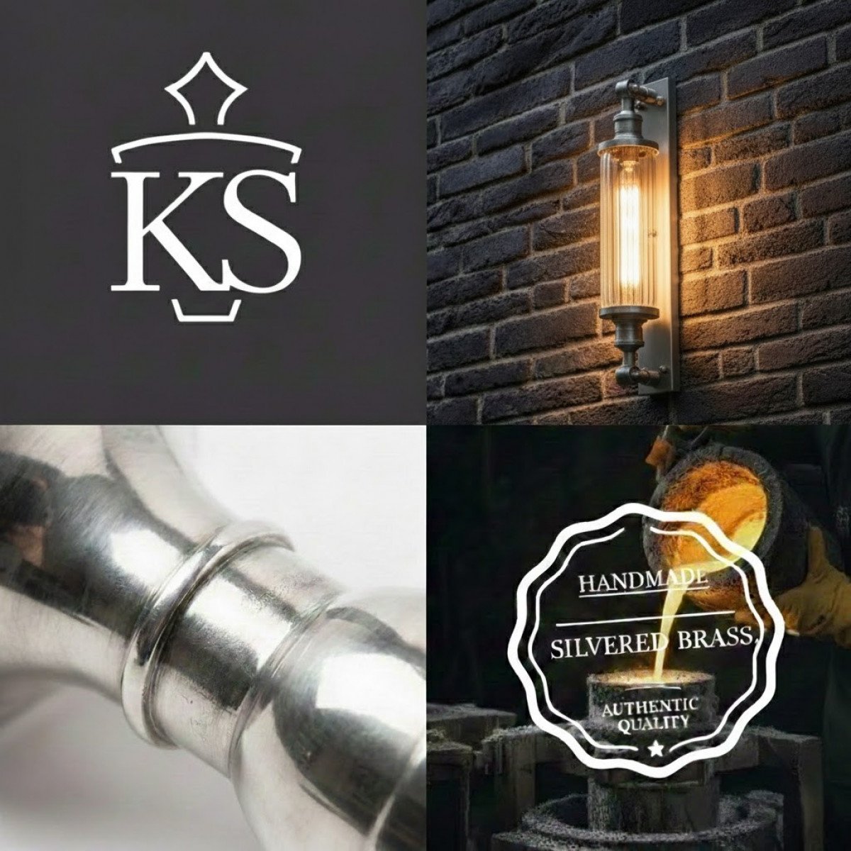 Messing Außenlampe anthrazit Silber Design E27 Wandlampe