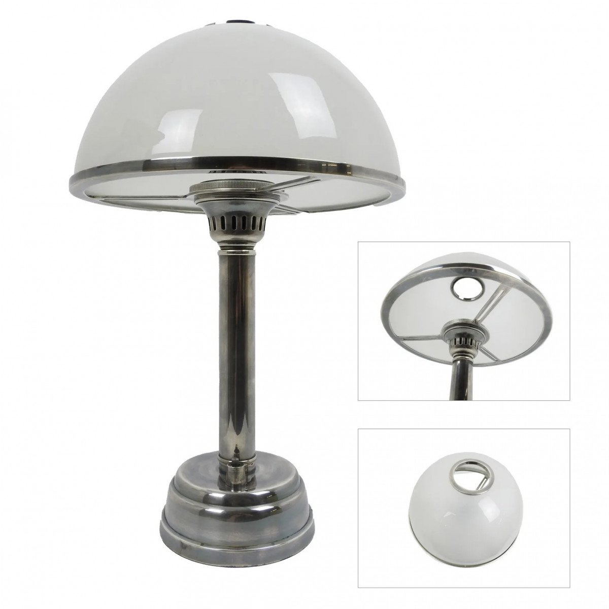Messinglampe in antiker Silberfarbe mit E27 Fassung