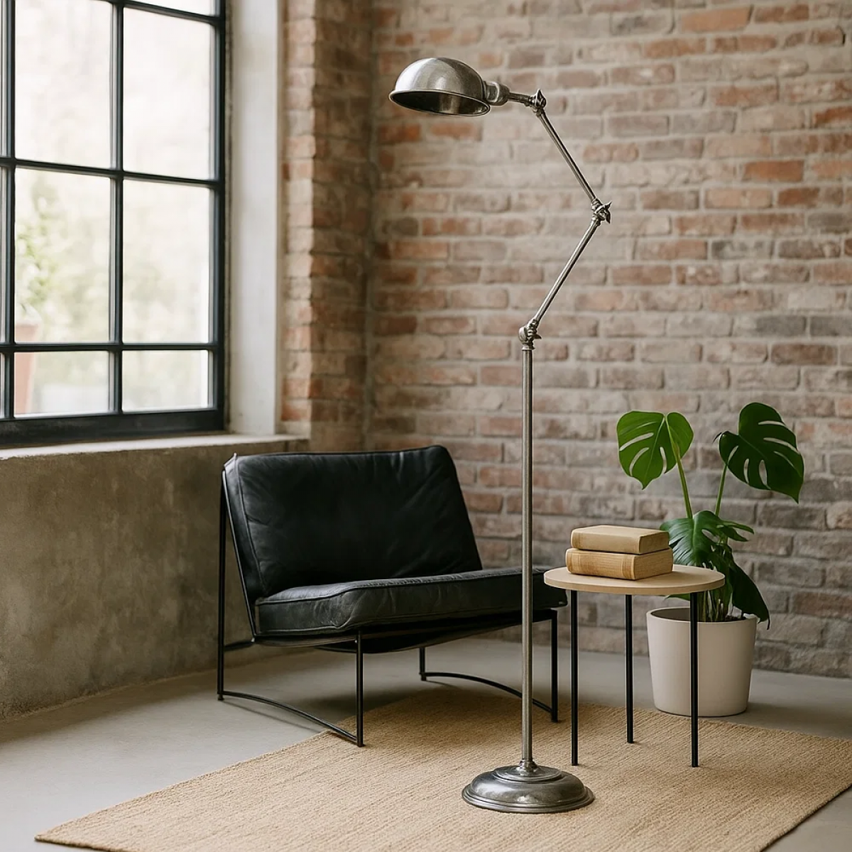 Messinglampe in antiker Silberfarbe mit E27 Fassung