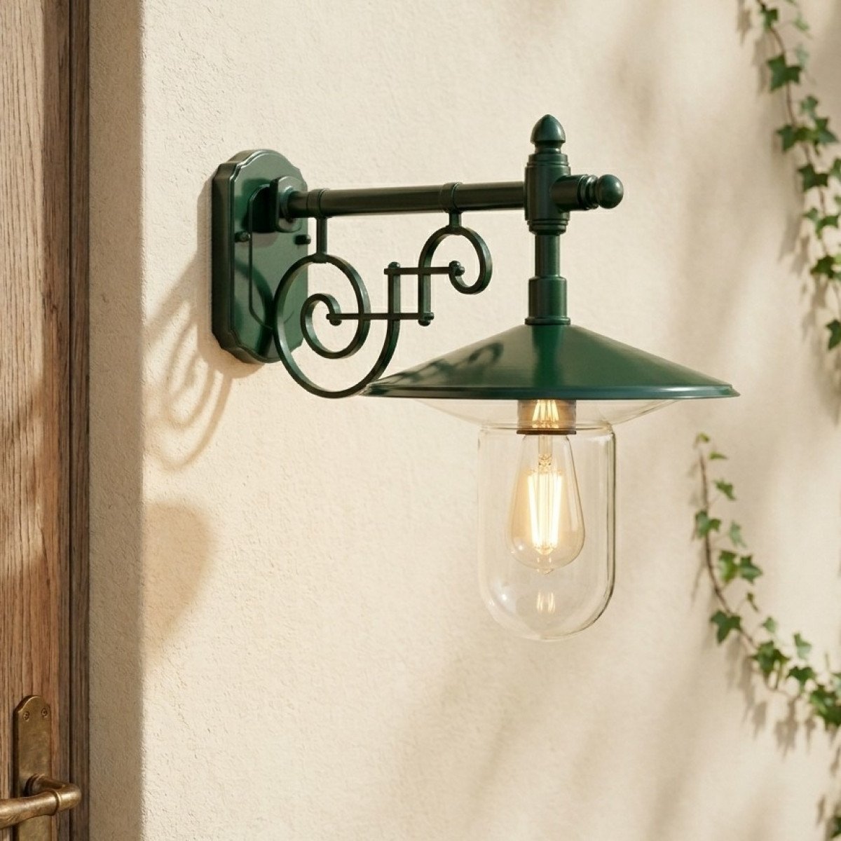 Grüne Stallleuchte klassische Wandhalterung E27 Aluminium