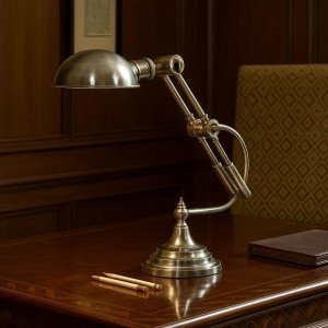 Messinglampe in antiker Silberfarbe mit E27 Fassung