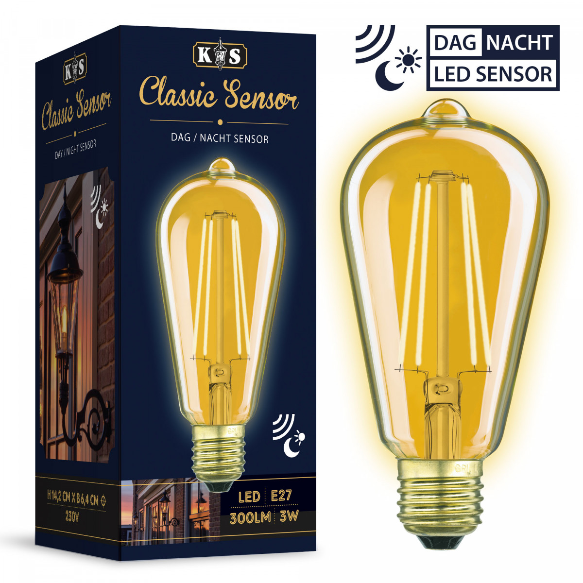 Wandlampe Vecht inklusive Energysaver, Tag- & Nachtsensor Lichtquelle