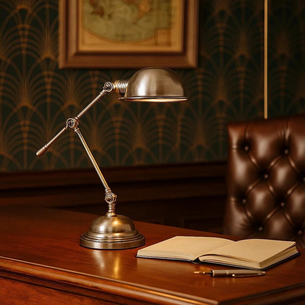 Sidney verstellbare Tischleuchte mit robusten runden Formen in antiksilberner Farbe