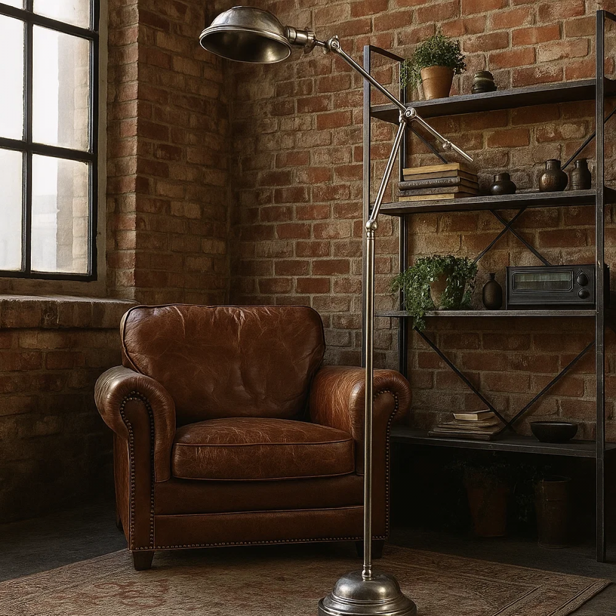 Messinglampe in der Farbe Antique Silver mit einer E27-Fassung