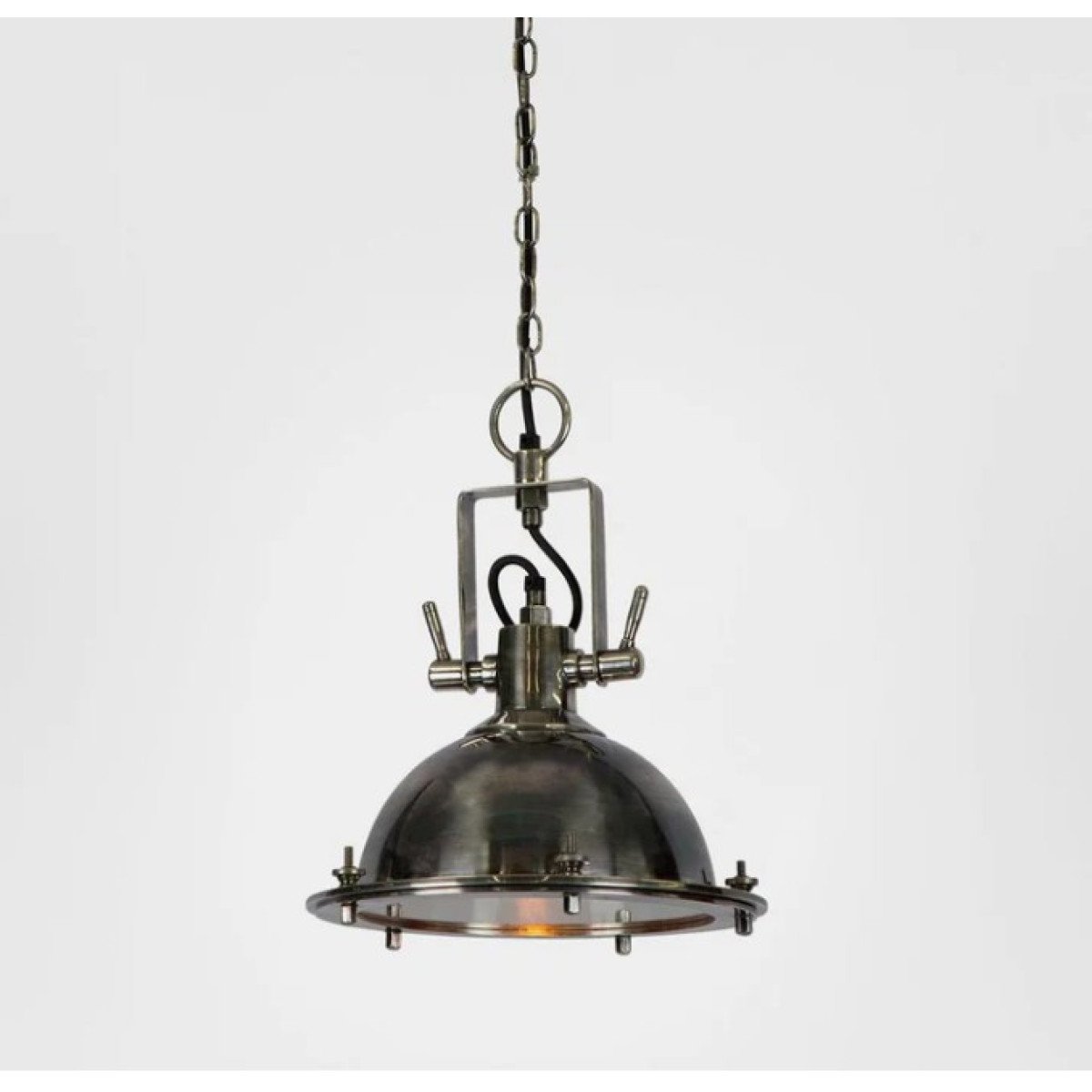 Messinglampe in antiker Silberfarbe mit E27 Fassung