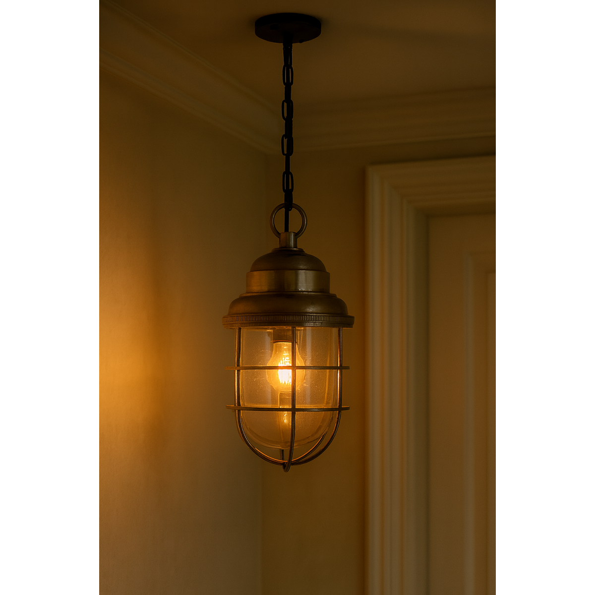 Messinglampe in antiker Silberfarbe mit E27 Fassung