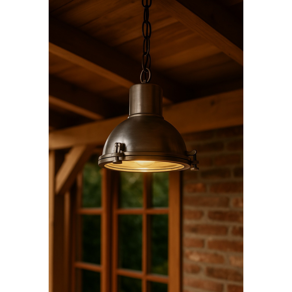 Industrielle Hängeleuchte Barbados Antik-Silber