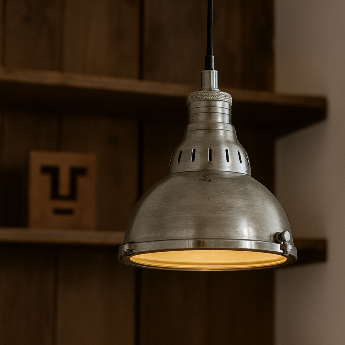 Messinglampe in antiker Silberfarbe mit E27 Fassung