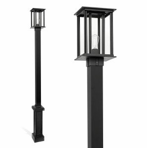 Schwarzer moderner Laternenpfahl quadratisch Aluminium