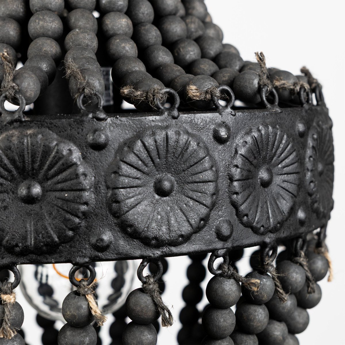 Innenbeleuchtung Perle Pendelleuchte Schwarz Holz und Metall