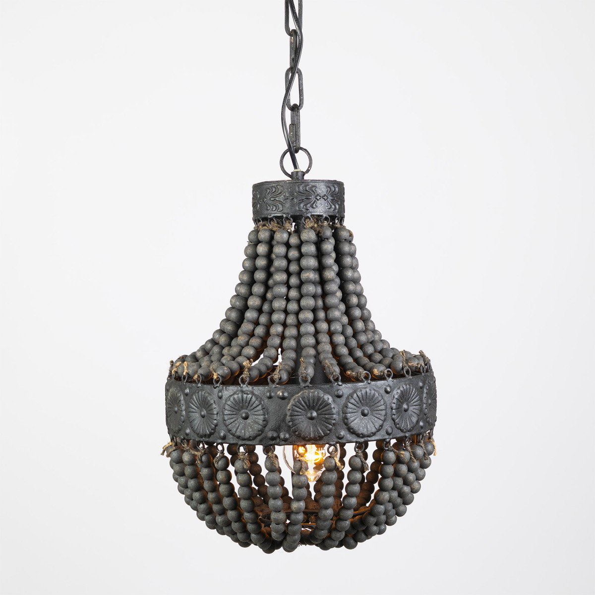 Innenbeleuchtung Perle Pendelleuchte Schwarz Holz und Metall