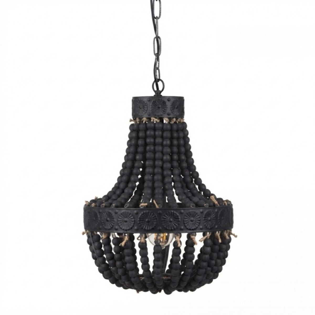 Innenbeleuchtung Perle Pendelleuchte Schwarz Holz und Metall